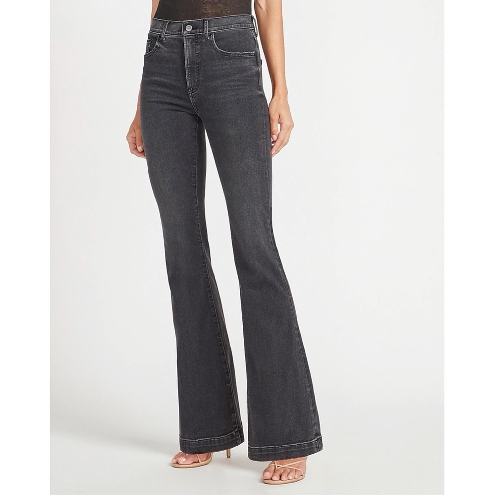 Express High Rise Button Fly Flare Jeans